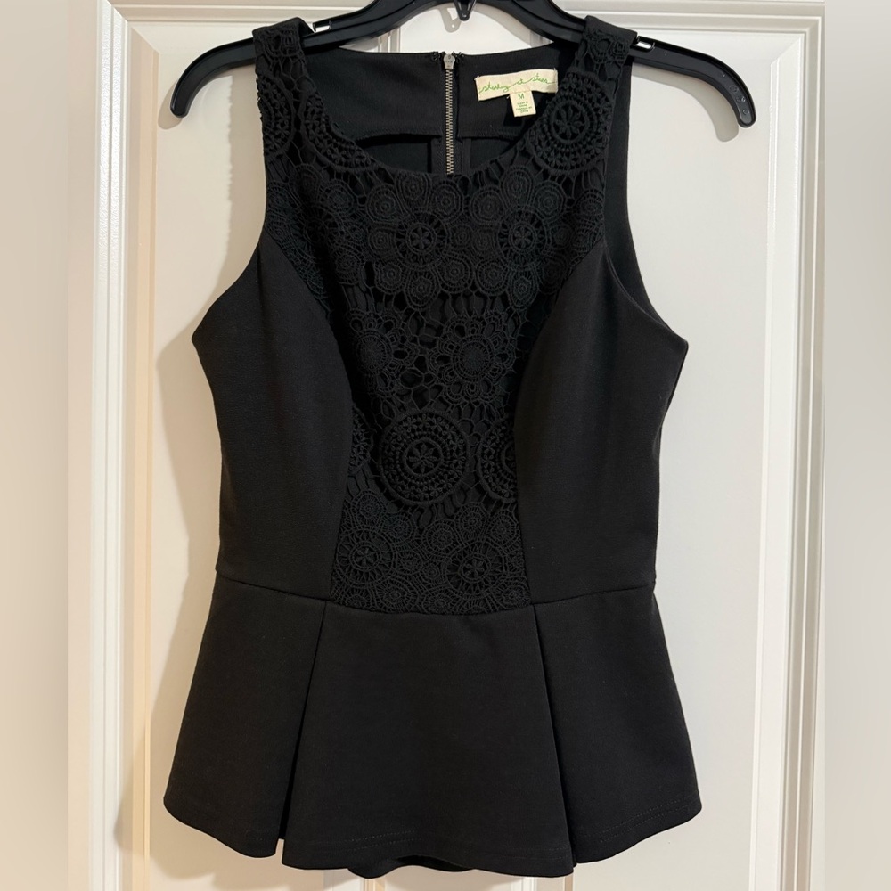 Anthropologie Black Sleeveless Lace Blouse